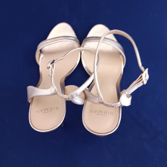 NWOB Alexandre Birman Gold-Leather High Heel Ankle Strap Sandals - Picture 6 of 8